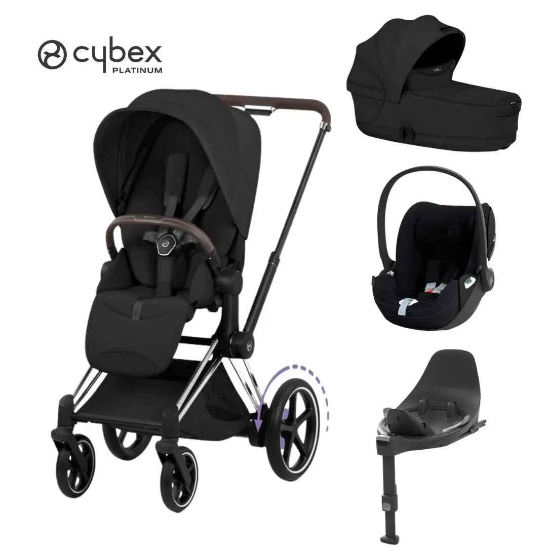 Cybex Platinum® Otroški voziček 4v1 e-Priam™ + Avtosedež Cloud T + IsoFix baza T Sepia Black Chrome Brown Cybex Platinum