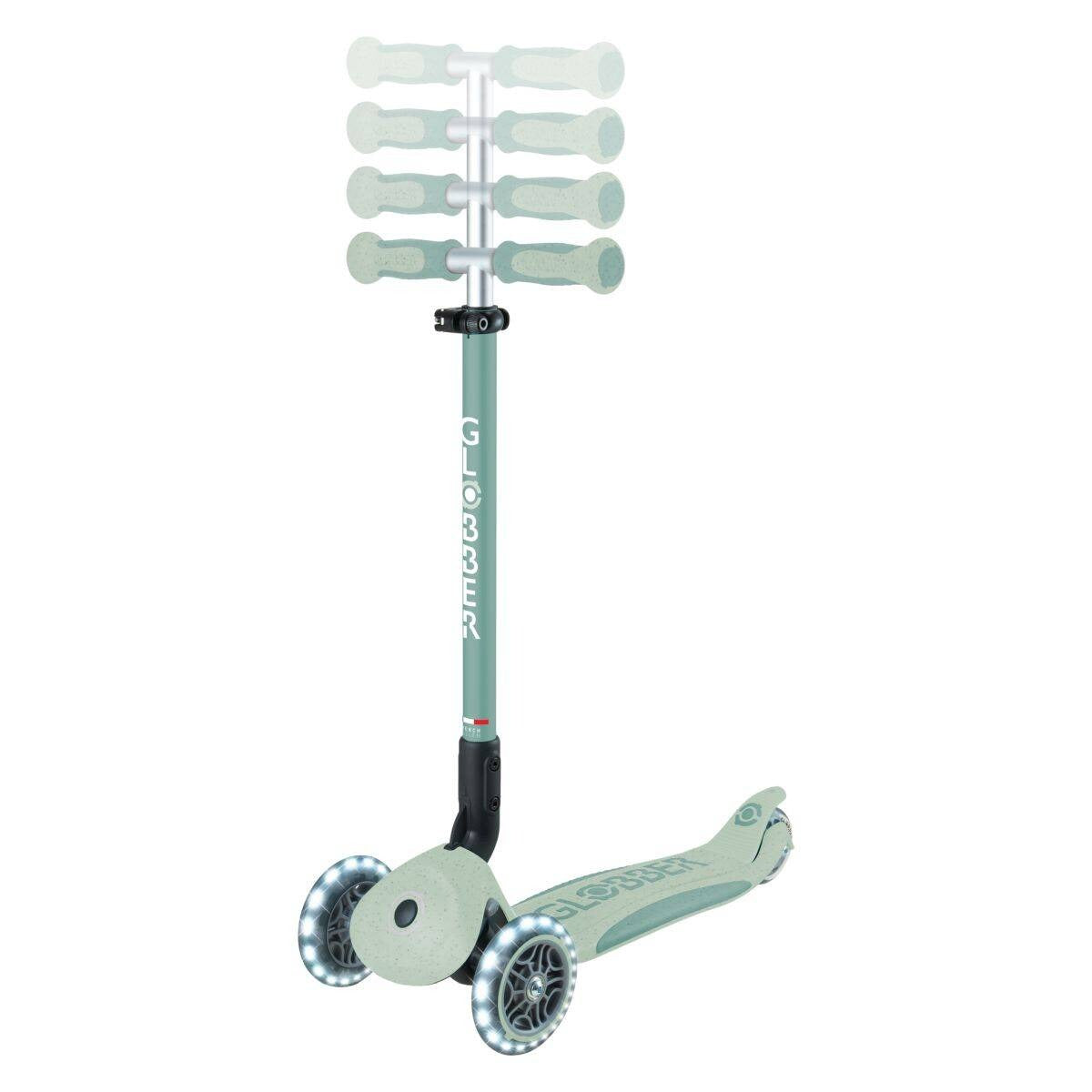 Globber® Zložljivi otroški skiro GO UP deluxe 360° s svetlečimi kolesi Pistacchio