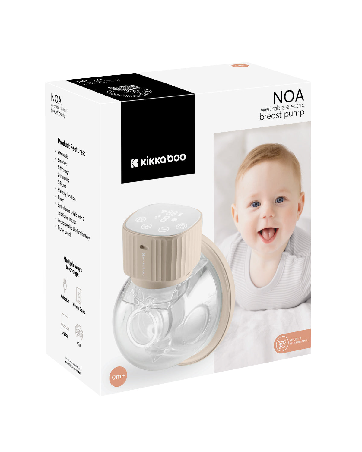 KikkaBoo® Wearable electric breast pump Noa Beige