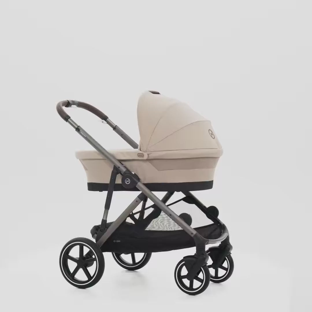 Load video: Cybex® Otroški voziček 4v1 Gazelle™ S + Avtosedež Aton B + IsoFix baza One Stormy Blue