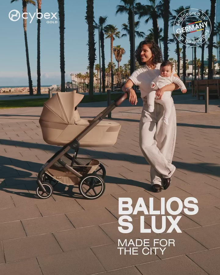 Load video: Cybex® Balios™ S Lux Stroller Chocolate Brown (Taupe Frame)