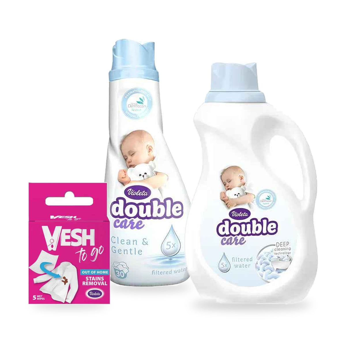Violeta® Diaper Changing Set: Fabric Softener, Detergent and Wipes
