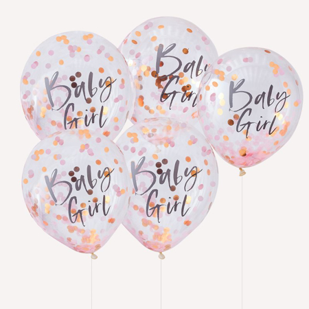 Ginger Ray® Baloni s konfeti Baby Girl Twinkle Twinkle 5 kosov