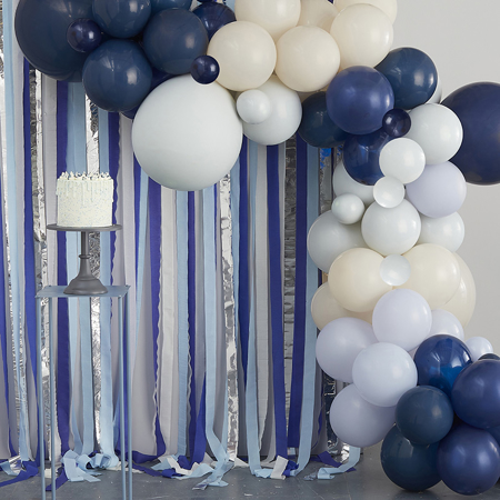 Slika Ginger Ray® Ozadje za fotografiranje z baloni Blue, Cream & Silver