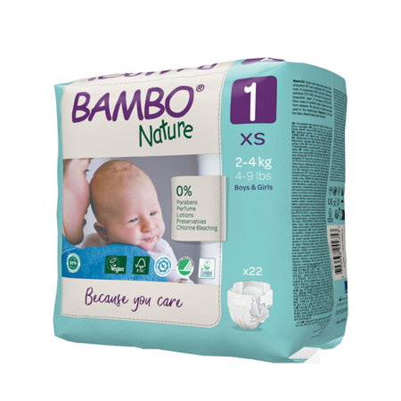 Bambo Nature® Plenice New Born Velikost 1 (2-4 kg) 22 kos