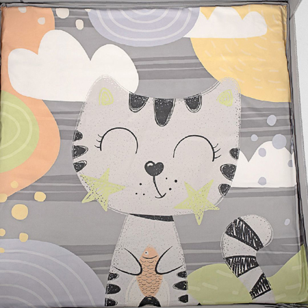 KikkaBoo® Otroška stajica 97x97 Enjoy Grey Cat