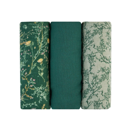 Slika KikkaBoo® Tetra pleničke iz muslina 3 kosi 75x75 cm Secret Garden Green