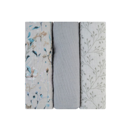 Slika KikkaBoo® Tetra pleničke iz muslina 3 kosi 75x75 cm Dreamy Fields Grey